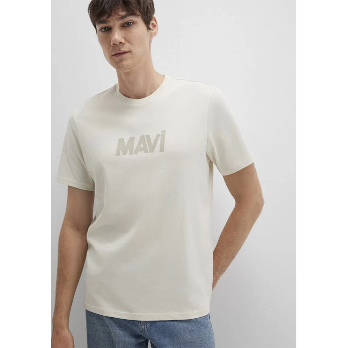 Mavi 0612896-70134 Mavi Logo Baskılı Bej Tişört