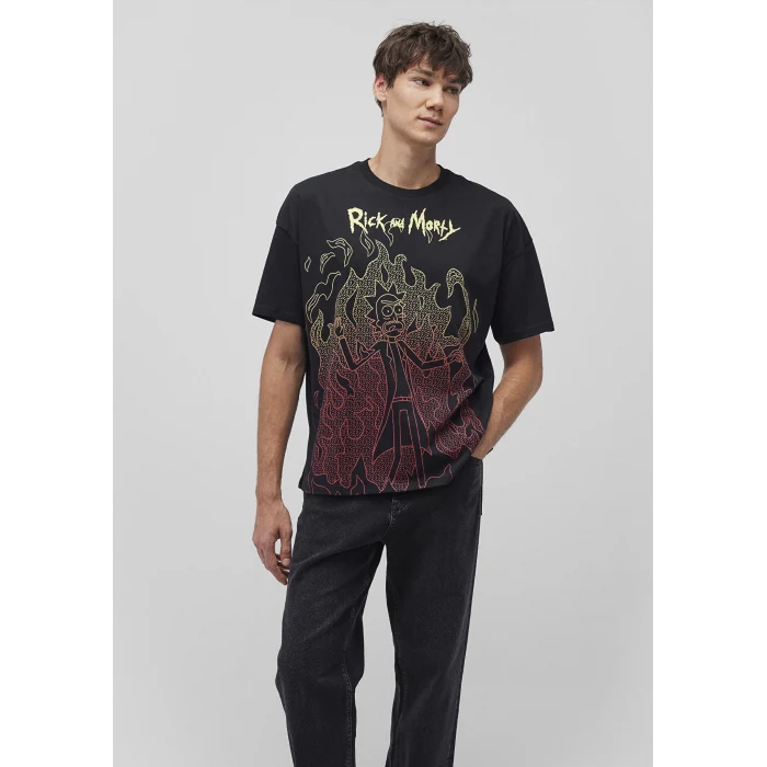 Mavi 0611664-900 Rick and Morty Baskılı Siyah Tişört