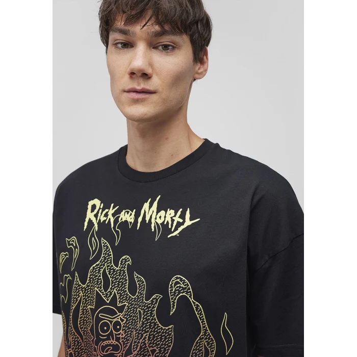 Mavi 0611664-900 Rick and Morty Baskılı Siyah Tişört