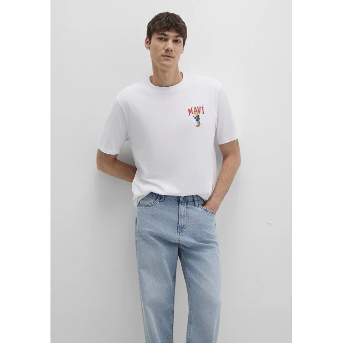 Mavi 0612861-620 Mavi Kedi Baskılı Beyaz Tişört