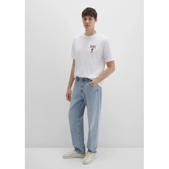 Mavi 0612861-620 Mavi Kedi Baskılı Beyaz Tişört