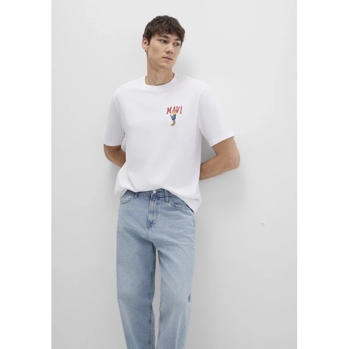 Mavi 0612861-620 Mavi Kedi Baskılı Beyaz Tişört