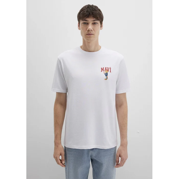 Mavi 0612861-620 Mavi Kedi Baskılı Beyaz Tişört