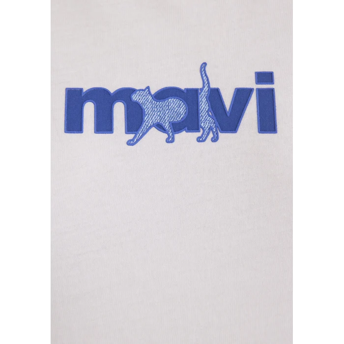 Mavi 1613287-620 Mavi Kedi Baskılı Beyaz Tişört