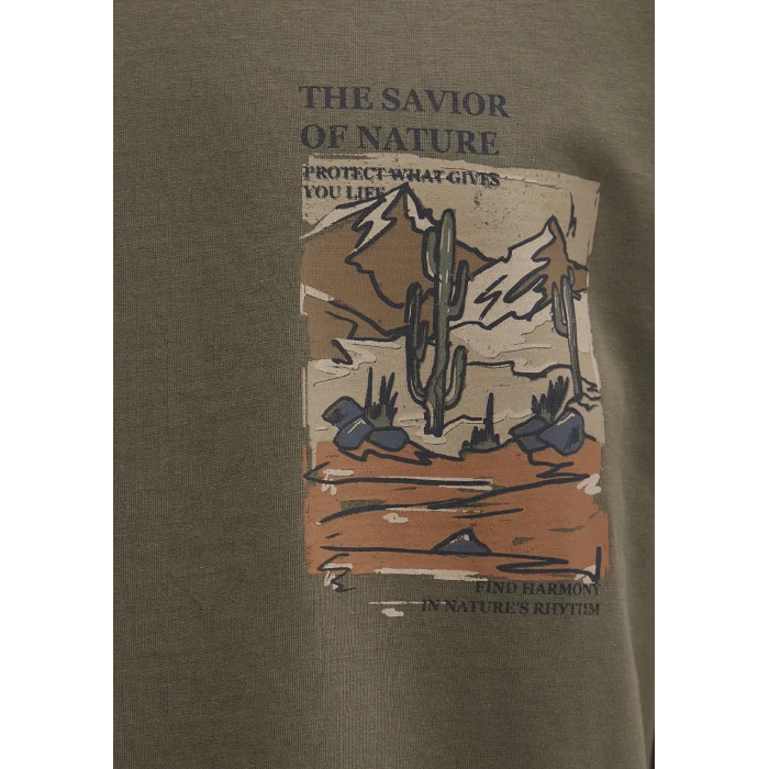 Mavi 0612822-70377 Baskılı Haki Tişört