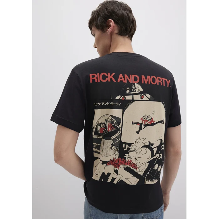Mavi 0612922-900 Rick And Morty Baskılı Siyah Tişört