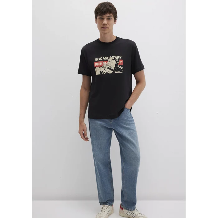 Mavi 0612922-900 Rick And Morty Baskılı Siyah Tişört