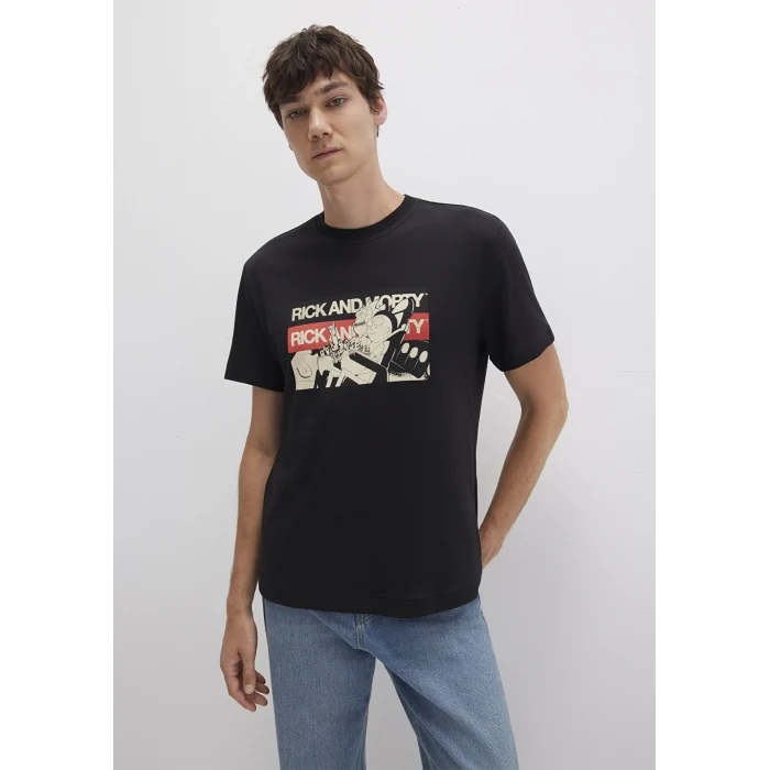Mavi 0612922-900 Rick And Morty Baskılı Siyah Tişört
