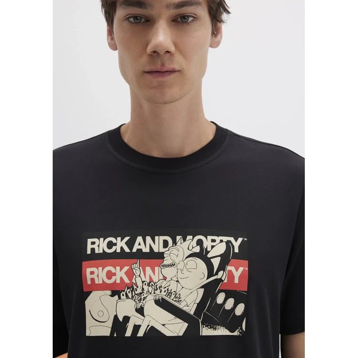 Mavi 0612922-900 Rick And Morty Baskılı Siyah Tişört
