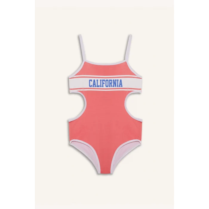 Defacto D9900 Turuncu Kız Çocuk Baskılı Mayo