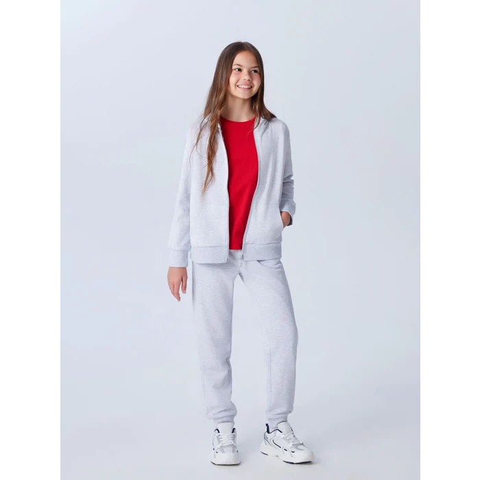 LCW Kids Gri Kapüşonlu Kız Çocuk Eşofman Takım