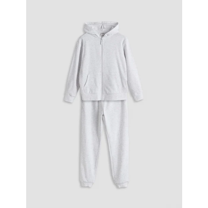 LCW Kids Gri Kapüşonlu Kız Çocuk Eşofman Takım