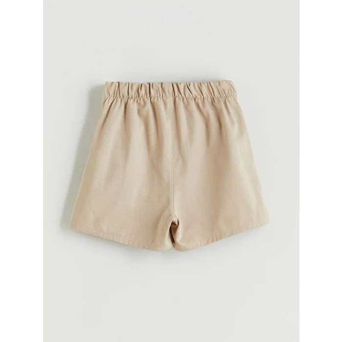 LCW Kids Bej Basic Gabardin Kız Çocuk Şort Etek