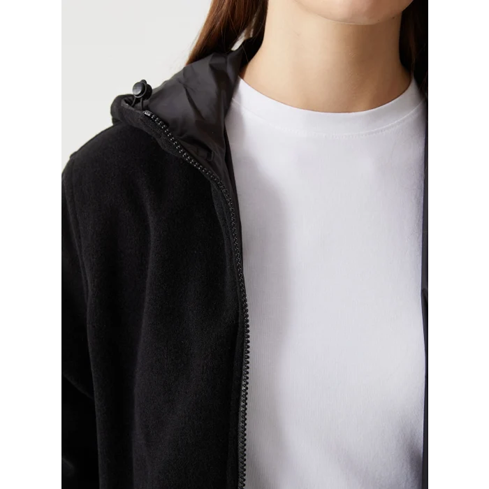 LCWAIKIKI Classic Siyah Kapüşonlu Düz Çift Taraflı Kadın Mont