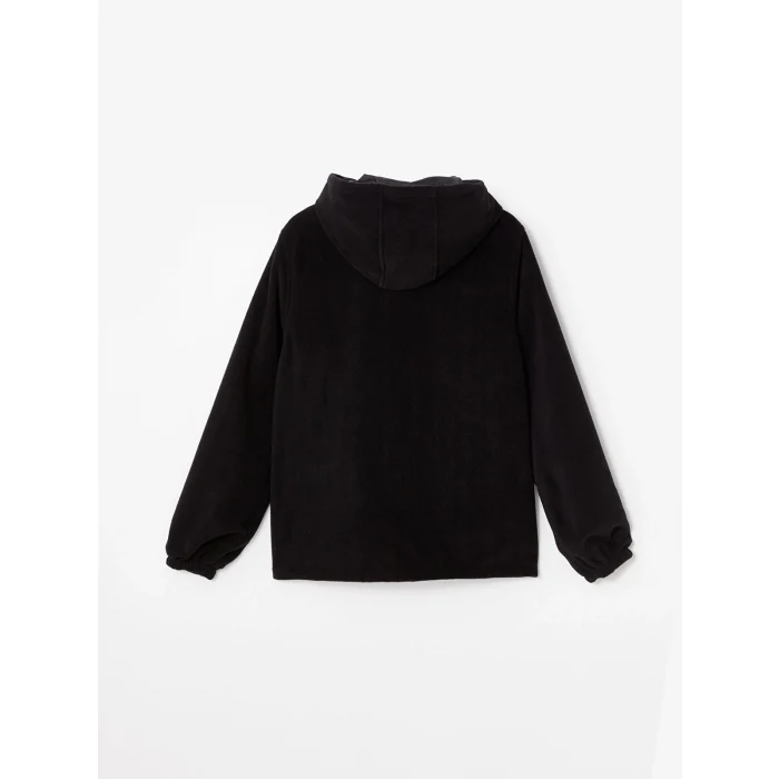 LCWAIKIKI Classic Siyah Kapüşonlu Düz Çift Taraflı Kadın Mont