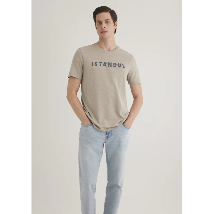 Mavi 066282-31935 İstanbul Baskılı Bej Tişört