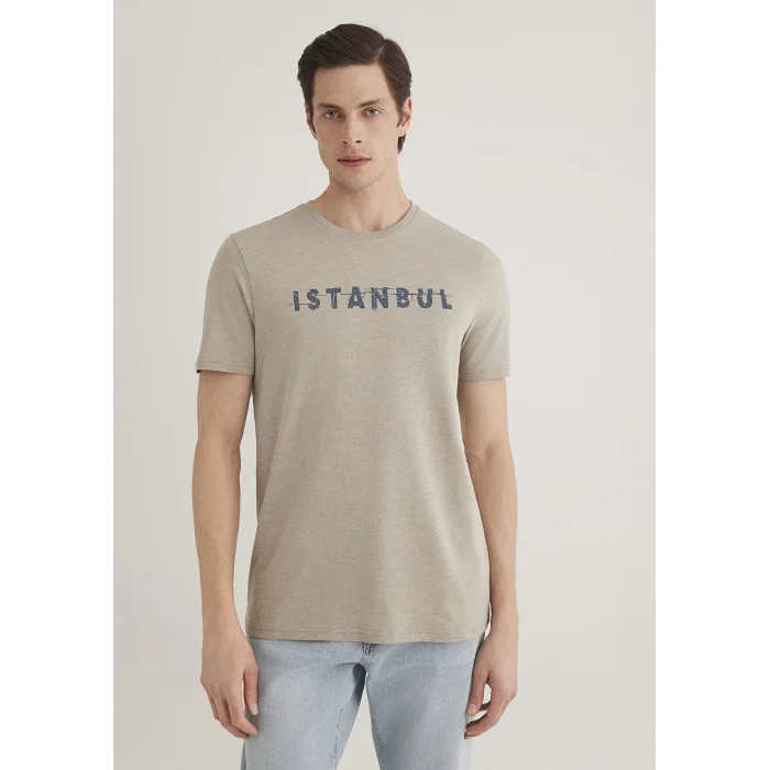 Mavi 066282-31935 İstanbul Baskılı Bej Tişört
