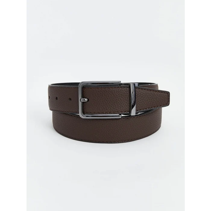 LCW ACCESSORIES Siyah Çift Yönlü Deri Görünümlü Erkek Kemer