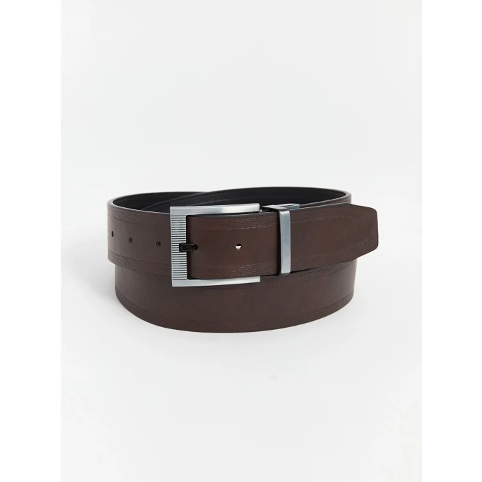 LCW ACCESSORIES Siyah Deri Görünümlü Erkek Kemer