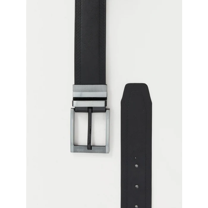 LCW ACCESSORIES Siyah Deri Görünümlü Erkek Kemer