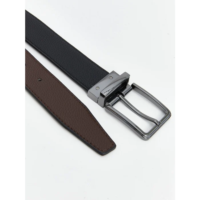 LCW ACCESSORIES Siyah Çift Yönlü Deri Görünümlü Erkek Kemer