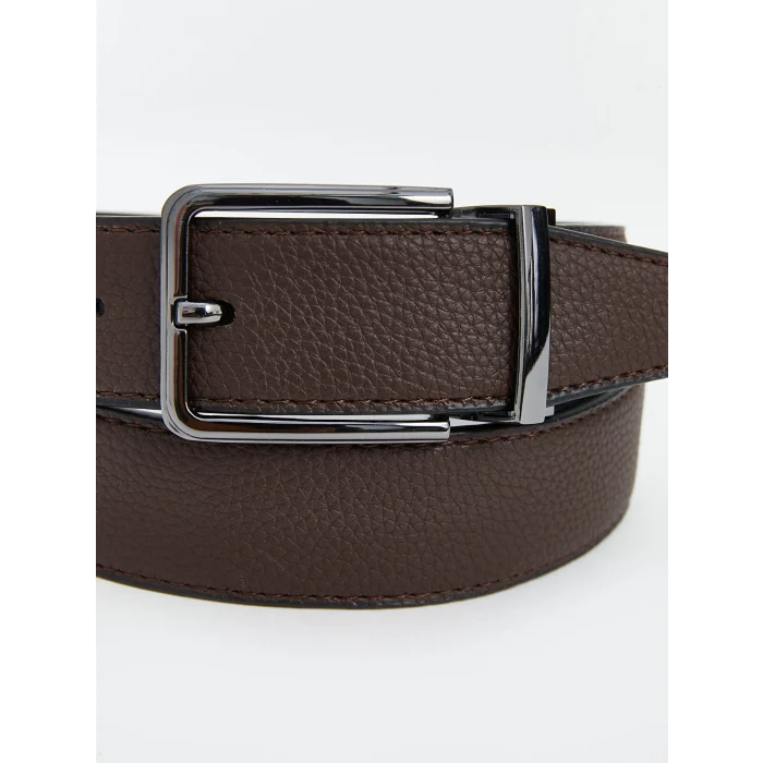 LCW ACCESSORIES Siyah Çift Yönlü Deri Görünümlü Erkek Kemer