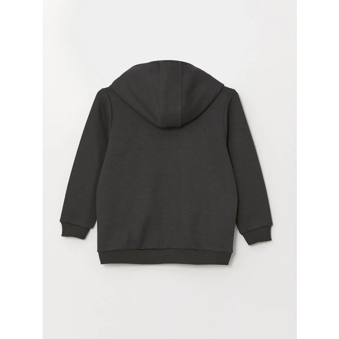 LCW Kids Antrasit Kapüşonlu Erkek Çocuk Fermuarlı Sweatshirt