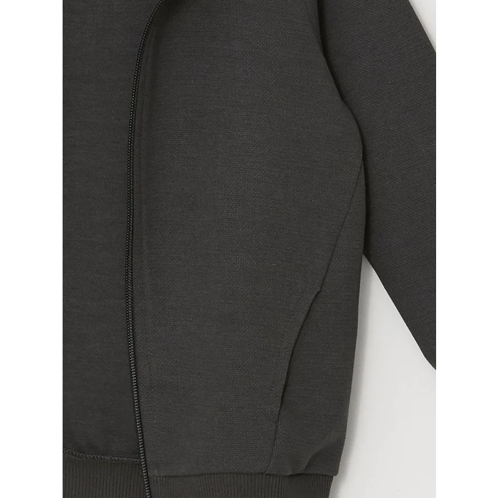 LCW Kids Antrasit Kapüşonlu Erkek Çocuk Fermuarlı Sweatshirt