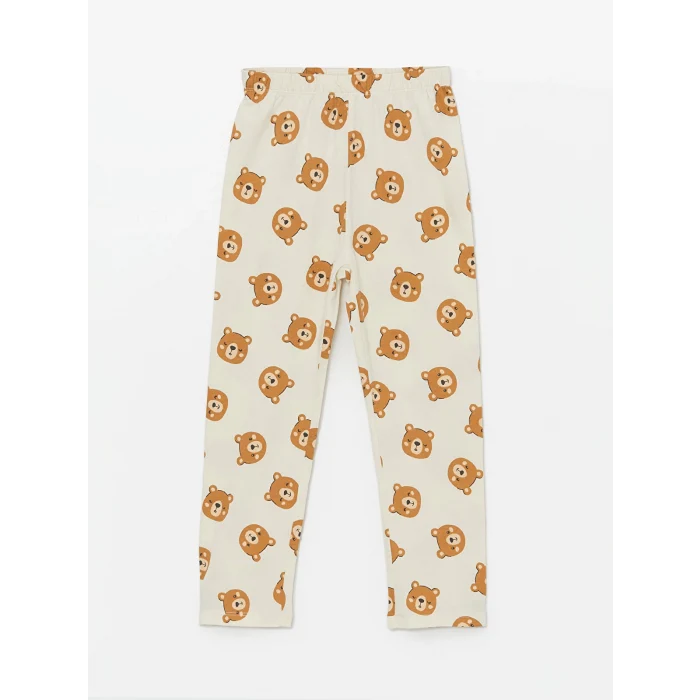 LCW baby Ekru Polo Yaka Uzun Kollu Baskılı Erkek Bebek Pijama Takımı