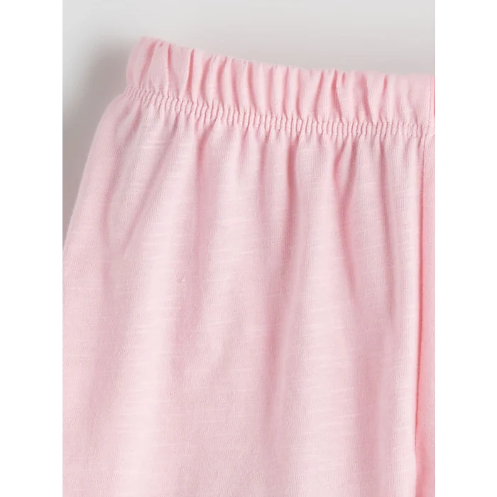 LCW baby Pembe Bisiklet Yaka Kız Bebek Şortlu Pijama Takımı