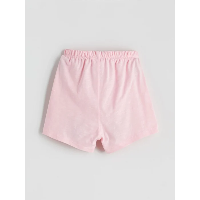 LCW baby Pembe Bisiklet Yaka Kız Bebek Şortlu Pijama Takımı
