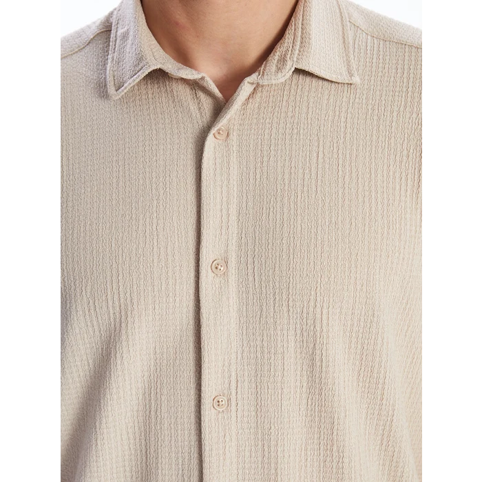 LC Waikiki Bej Regular Fit Kısa Kollu Erkek Gömlek