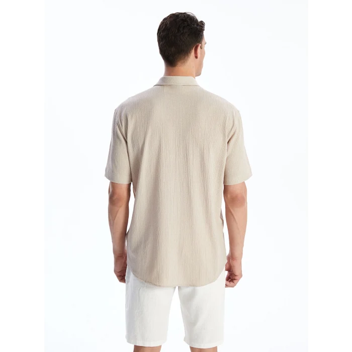 LC Waikiki Bej Regular Fit Kısa Kollu Erkek Gömlek
