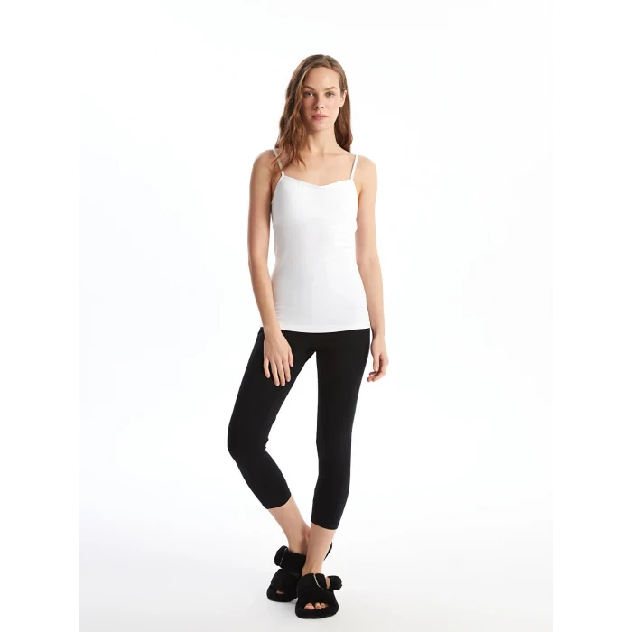 LCW DREAM Beyaz Kalp Yaka Askılı Kadın Kuplu Atlet