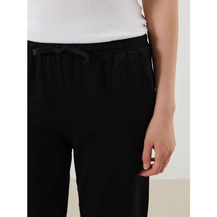 LCWAIKIKI Basic Siyah Beli Lastikli Kadın Jogger Eşofman Altı