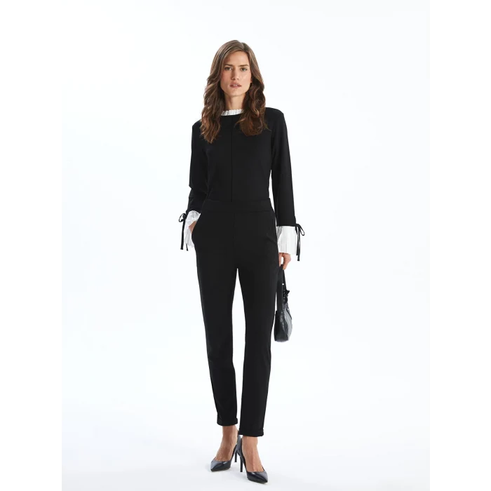 LCWAIKIKI Basic Siyah Beli Lastikli Kadın Pantolon