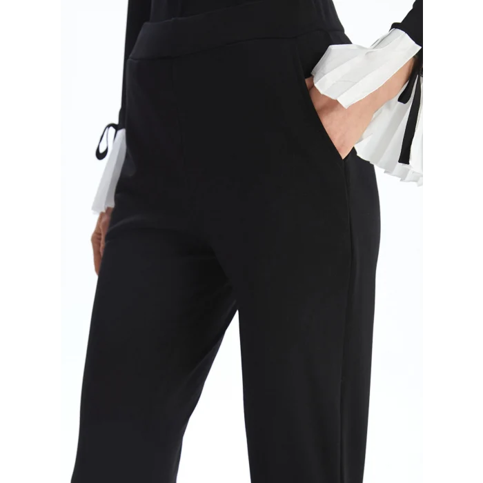 LCWAIKIKI Basic Siyah Beli Lastikli Kadın Pantolon