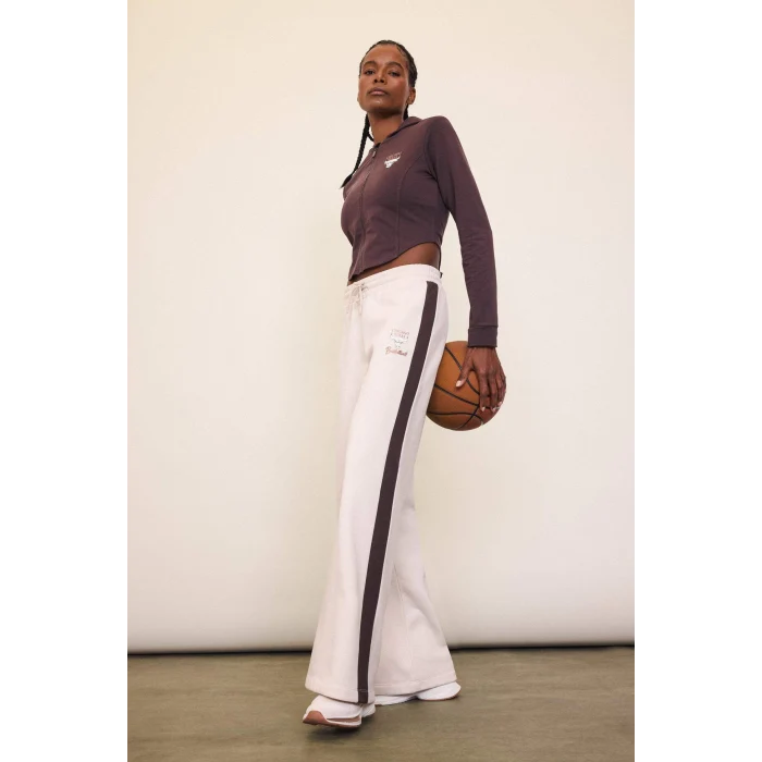 Defacto D6129 Ekru DeFactoFit NBA Chicago Bulls Eşofman Altı Wide Leg Geniş Bol Paça Standart Boy