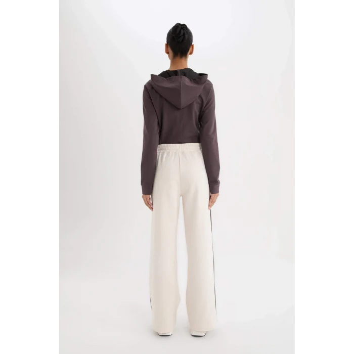 Defacto D6129 Ekru DeFactoFit NBA Chicago Bulls Eşofman Altı Wide Leg Geniş Bol Paça Standart Boy