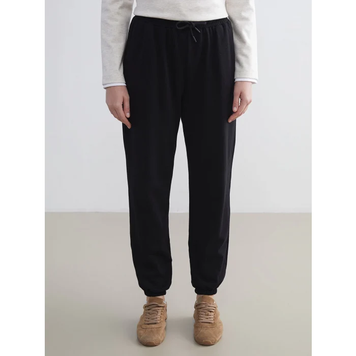 LCWAIKIKI Classic Siyah Beli Lastikli Kadın Jogger Eşofman Altı