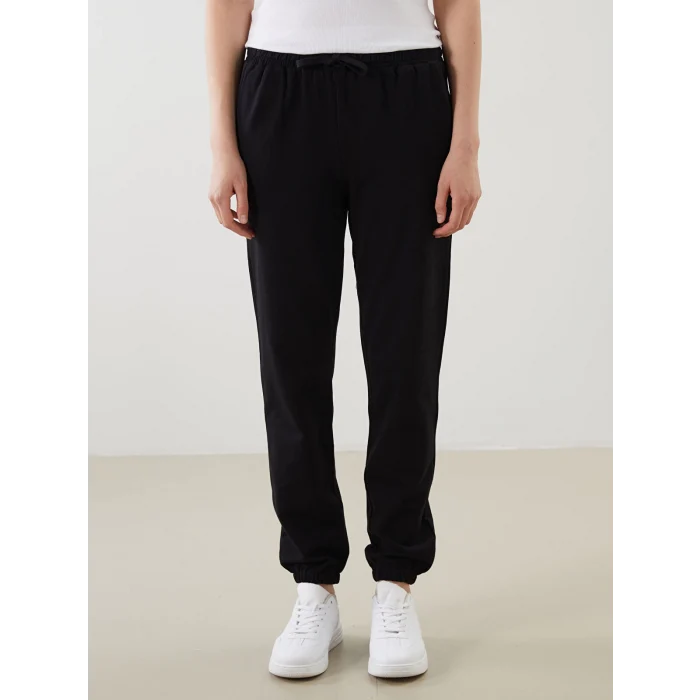 LCWAIKIKI Classic Siyah Beli Lastikli Kadın Jogger Eşofman Altı
