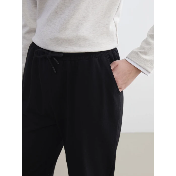 LCWAIKIKI Classic Siyah Beli Lastikli Kadın Jogger Eşofman Altı