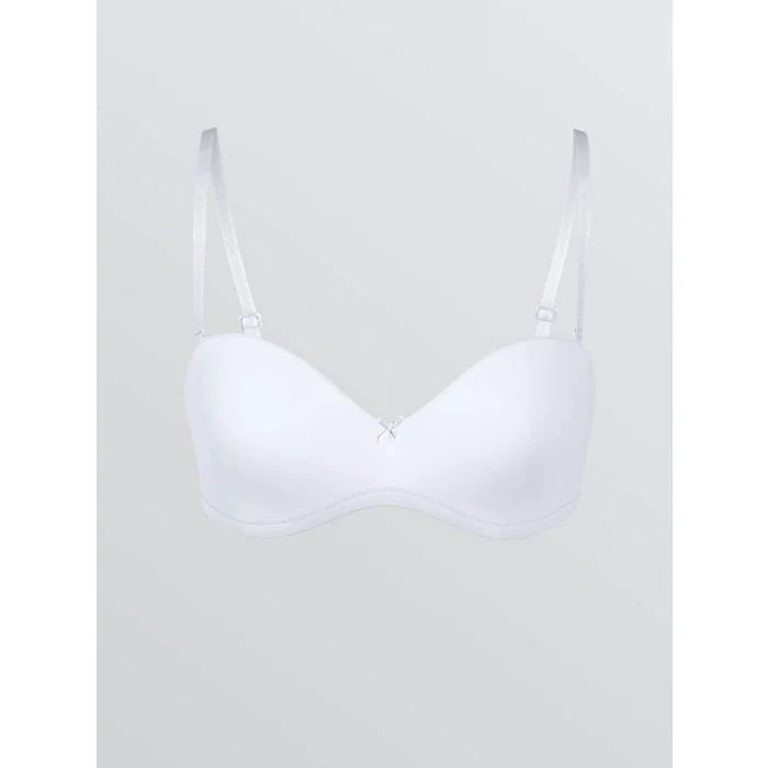 LCW DREAM Beyaz Balenli Dolgusuz Düz Straplez Sütyen