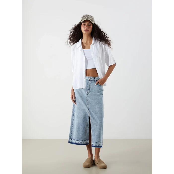 XSIDE Mavi Dar Fit Kadın Jean Etek