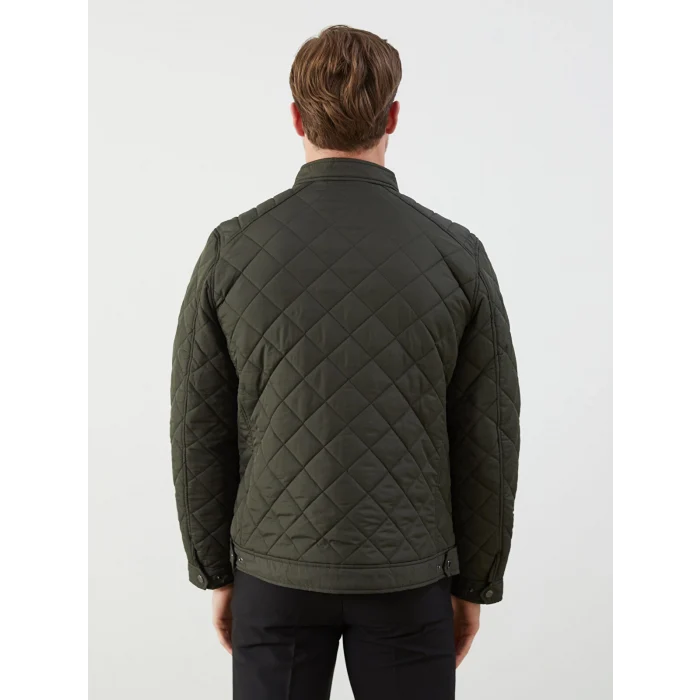 LCWAIKIKI Classic Haki Standart Kalıp Biker Yaka Kapitoneli Erkek Mont