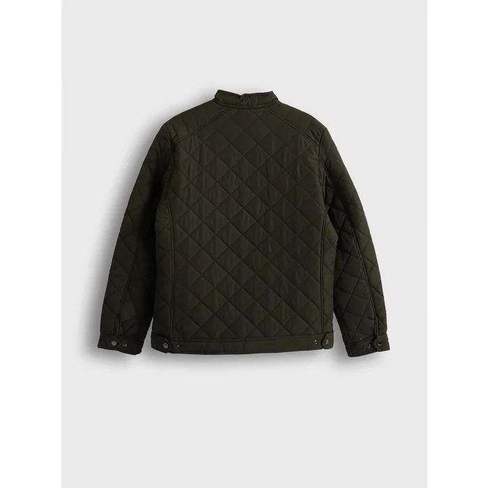 LCWAIKIKI Classic Haki Standart Kalıp Biker Yaka Kapitoneli Erkek Mont