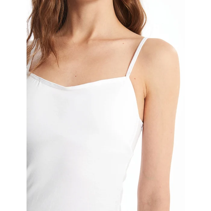 LCW DREAM Beyaz Kalp Yaka Askılı Kadın Kuplu Atlet