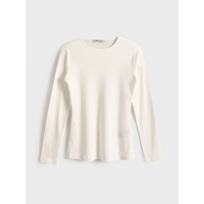 LCWAIKIKI Classic Ekru Bisiklet Yaka Kadın Body