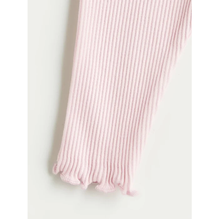 LCW baby Ekru Bisiklet Yaka Baskılı Kız Bebek Bluz ve Tayt 2li Takım