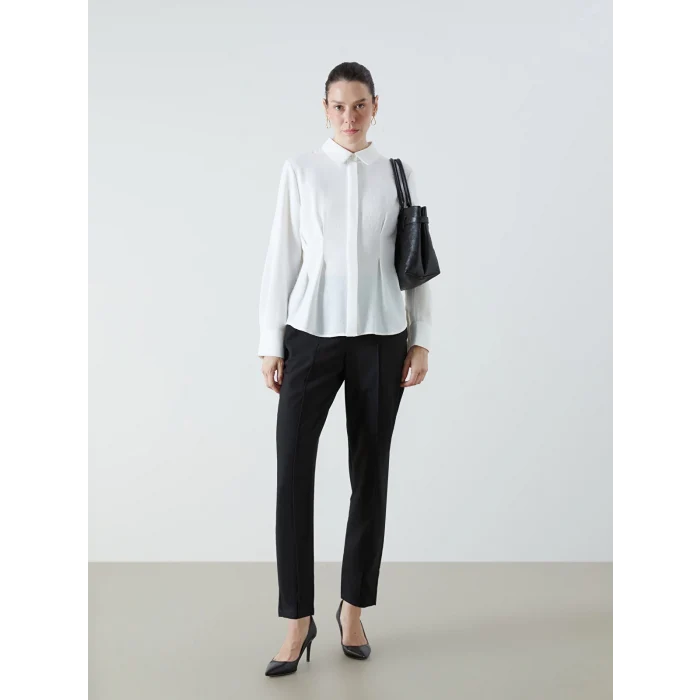 LCWAIKIKI Classic Siyah Beli Lastikli Kadın Cigarette Pantolon